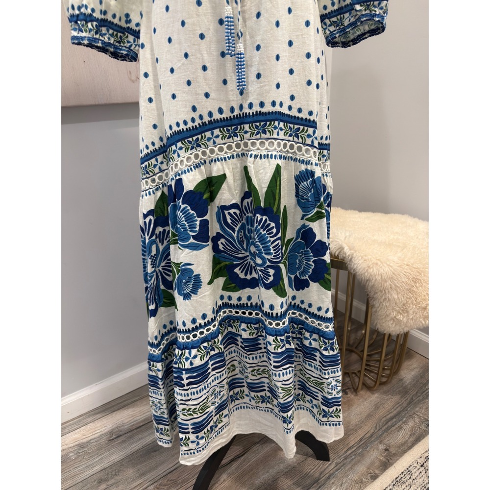 Farm Rio White Toucans And Leaves Linen Maxi Dress Small NWT - Picture 5 of 10